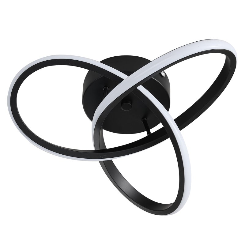Living and Home 30cm Black Infinity Swirl LED Ceiling Light, 26W 6500K Cool White Modern Hallway Ceiling Lamp, Aluminum & Silicone Flush Mount Corridor Light