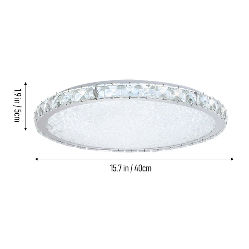 Living and Home 40cm Round Chrome LED Crystal Flush Mount Ceiling Light, 24W Dimmable 3 Color Changing Crystal Ceiling Lamp with Remote Control
