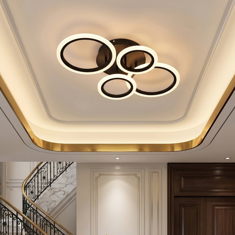 4-Light Rings Adjustable LED Ceiling Light with Remote Control