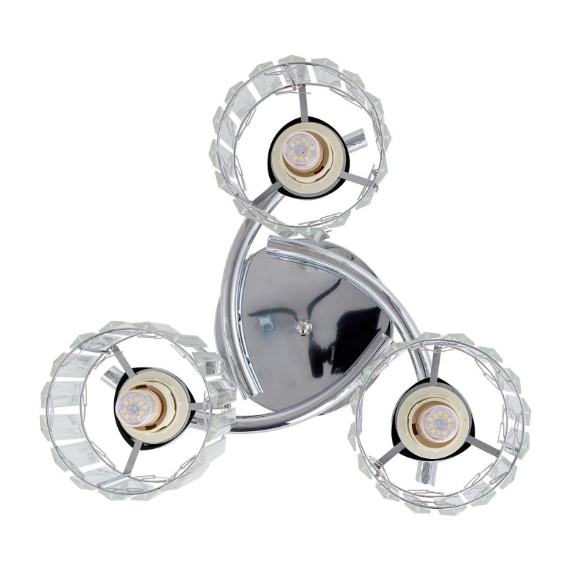 Living and Home 3-Light Silvery Flush Mount Ceiling Light, Metal Frame Vertical Crystal Glass Shade Ceiling Lamp, E27 Socket Ceiling Fixture (Bulbs Not Included)