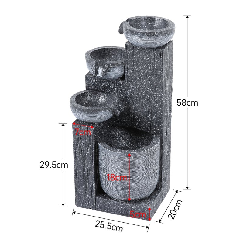 Living and Home Outdoor Solar-Powered Water Fountain Rockery Decor with LED Light, Cascading Stone Effect Water Feature