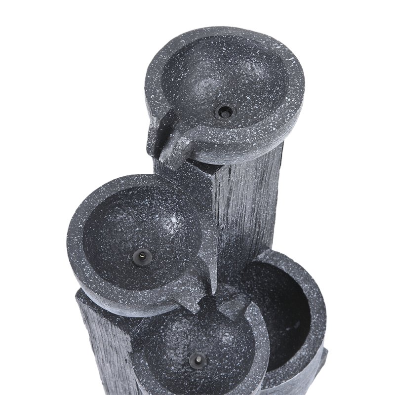 Living and Home Outdoor Solar-Powered Water Fountain Rockery Decor with LED Light, Cascading Stone Effect Water Feature