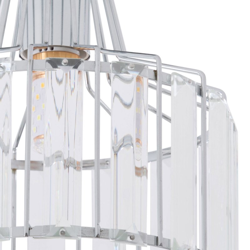 Living and Home 19cm Chrome Cylinder Crystal Flush Mount Ceiling Light, E27 Single Lamp Holder Metal Frame Corridor Ceiling Lamp (Bulbs Not Included)