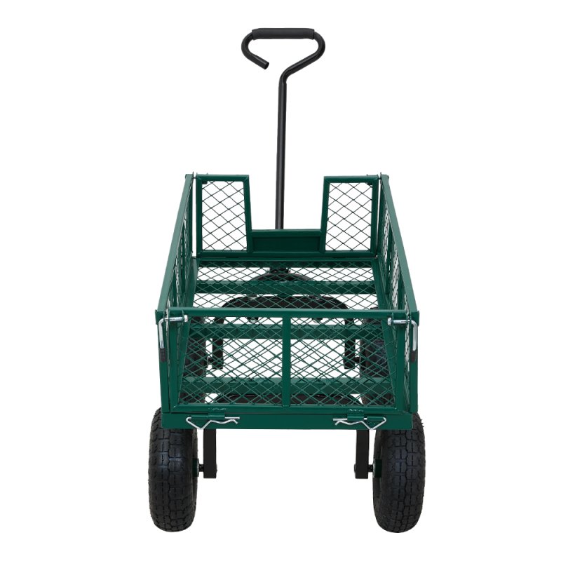 Living and Home 500lbs Heavy Duty Garden Trolley Cart On Wheels, Utility Wagon with Removable Sides & Pneumatic Tires, Green