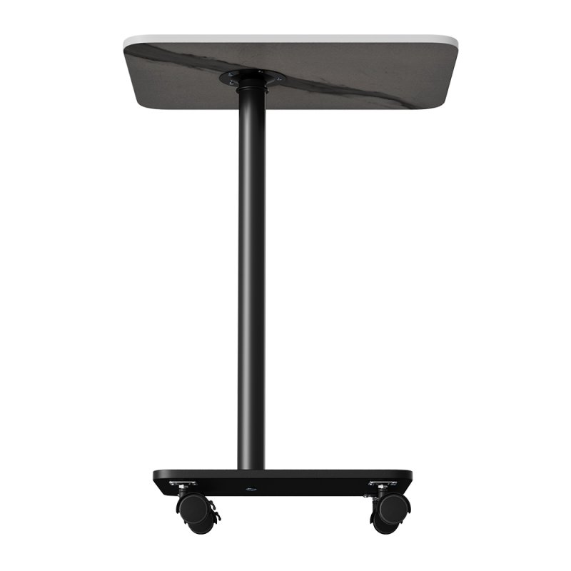 Living and Home C Shaped Side Table with Wheels, White Marble
