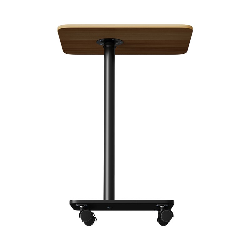Living and Home C Shaped Side Table with Lockable Wheels, Natural Wood
