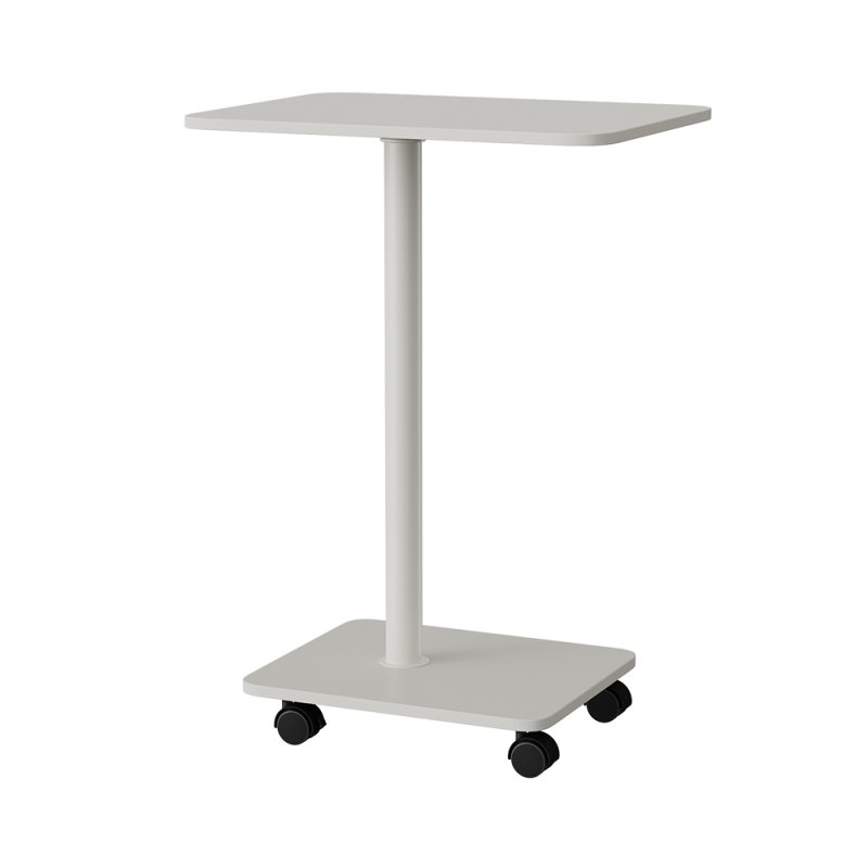 Living and Home C Shaped Side Table with Lockable Wheels, White