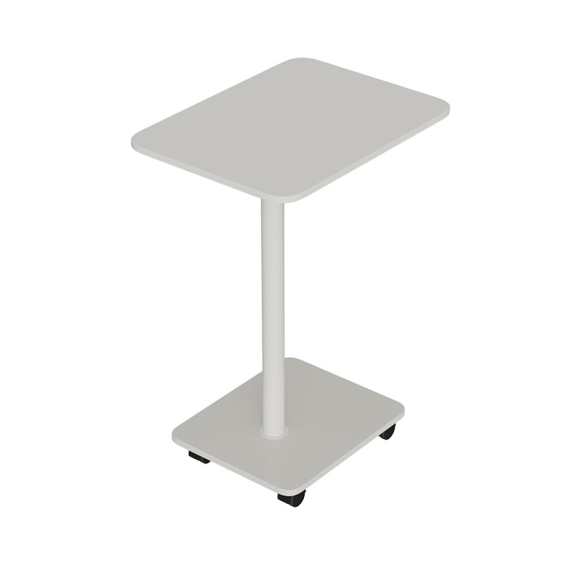 Living and Home C Shaped Side Table with Lockable Wheels, White