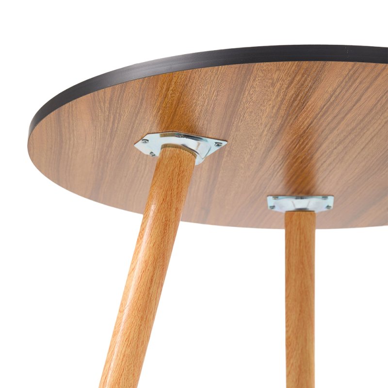 Living and Home 50cm Black Double-Tier Round Wooden Side Table