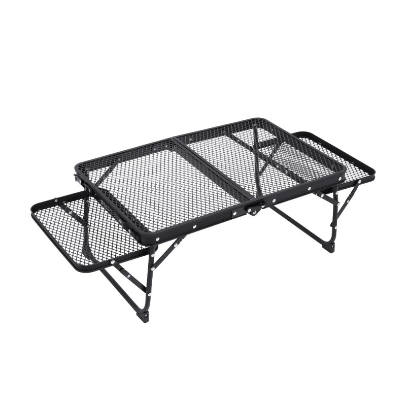 Living and Home Black Outdoor Portable Folding Camping Table, 63cm (W) x 41cm (D) x 28cm (H)