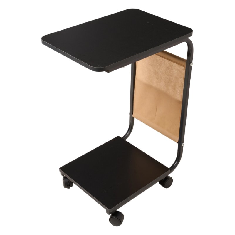 Living and Home C-Shaped Side Table with Storage Bag, Black