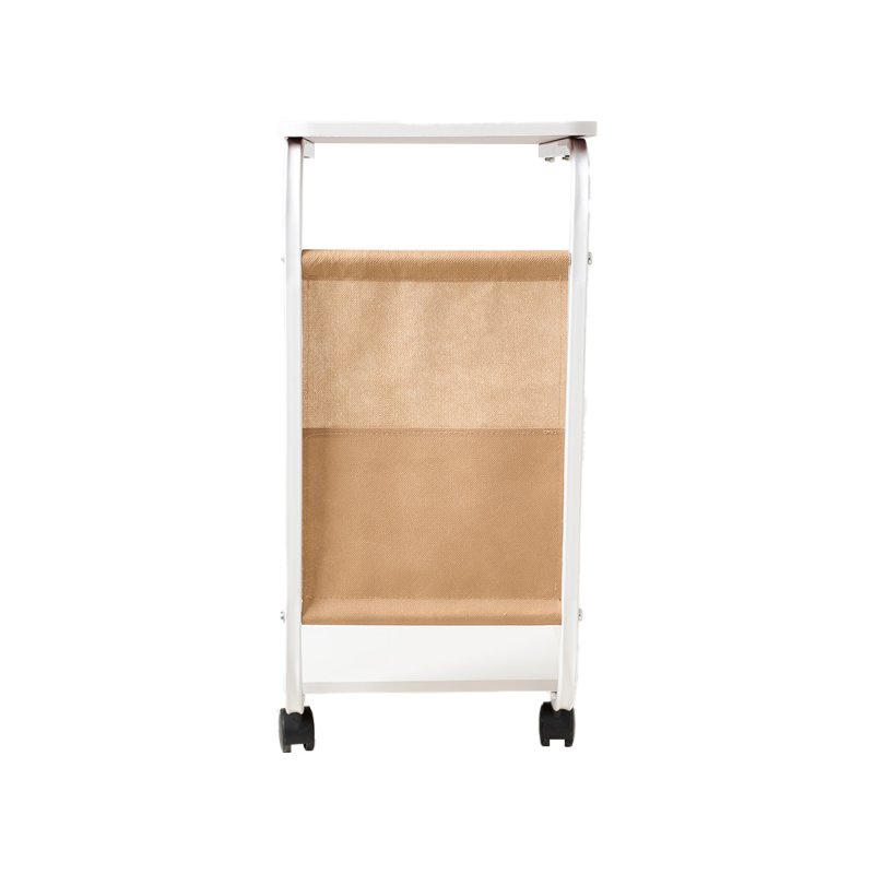 Living and Home C-Shaped Side Table with Storage Bag, White
