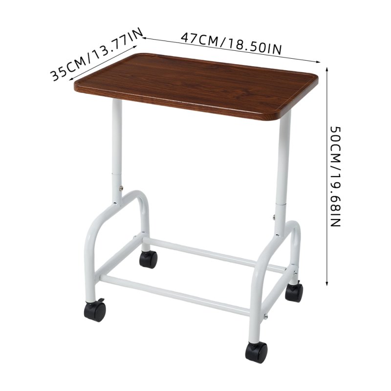 Living and Home Mobile Side Table with Lower Basket, Walnut
