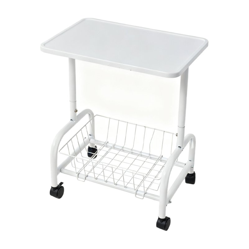 Living and Home Mobile Side Table with Lower Basket, White
