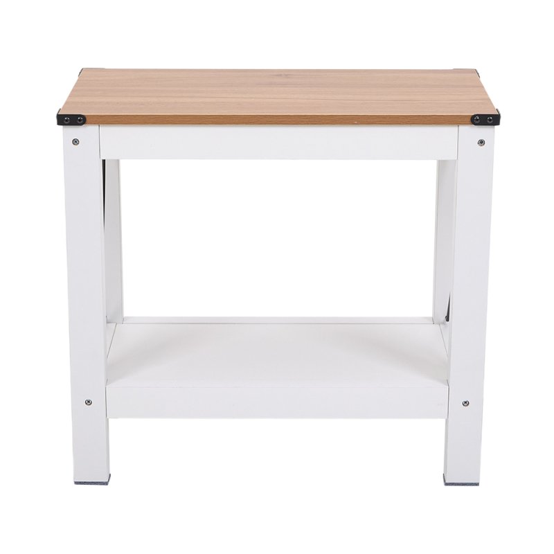 Living and Home Modern Wood Grain Top Sofa Side Table w/ Lower Shelf - 60x30x55cm