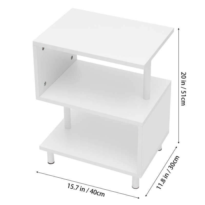 Living and Home 3-Tier S-shaped Wooden Side Table