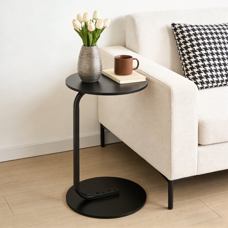 39cm Dia C-Shaped Side Table, Black