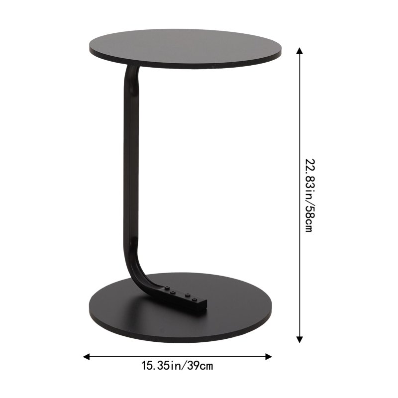 39cm Dia C-Shaped Side Table, Black