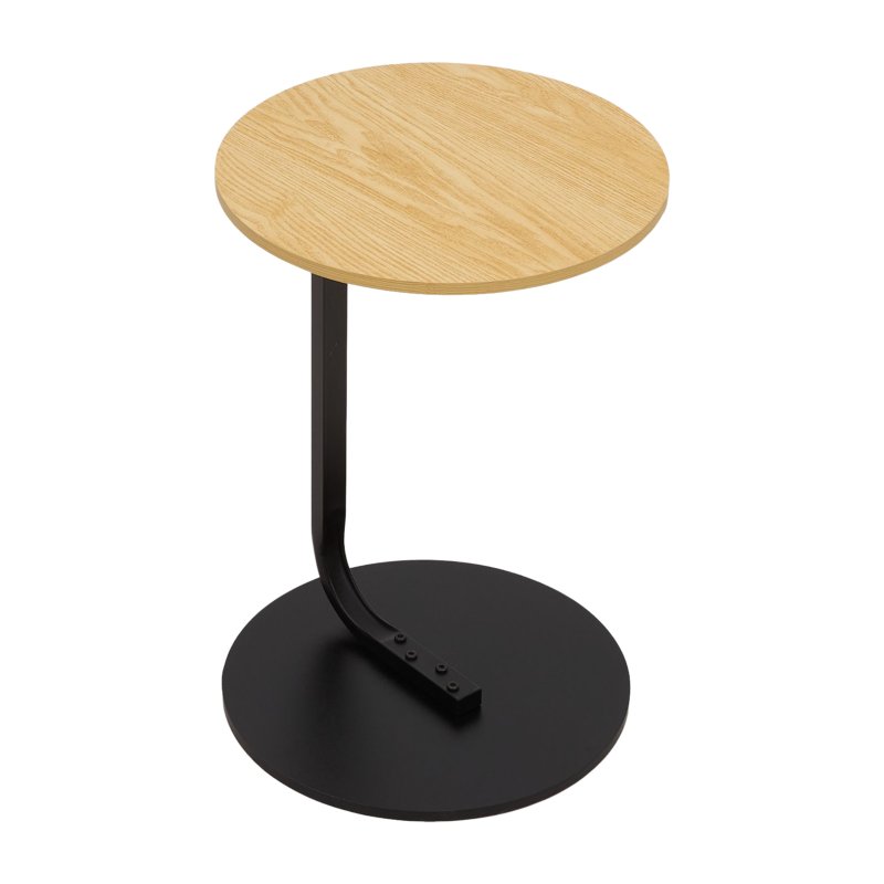 39cm Dia C-Shaped Side Table, Natural Wood