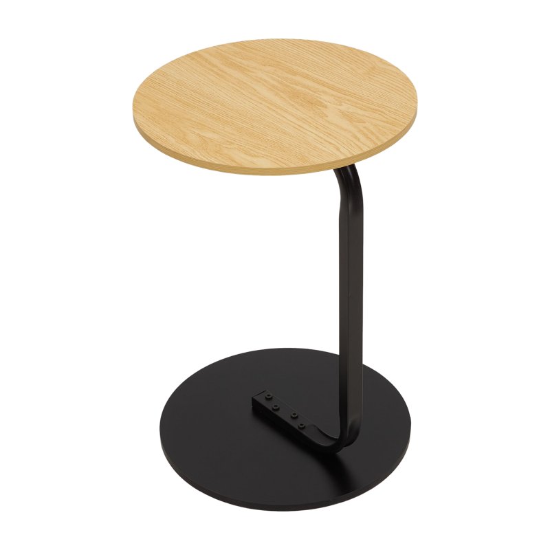 39cm Dia C-Shaped Side Table, Natural Wood