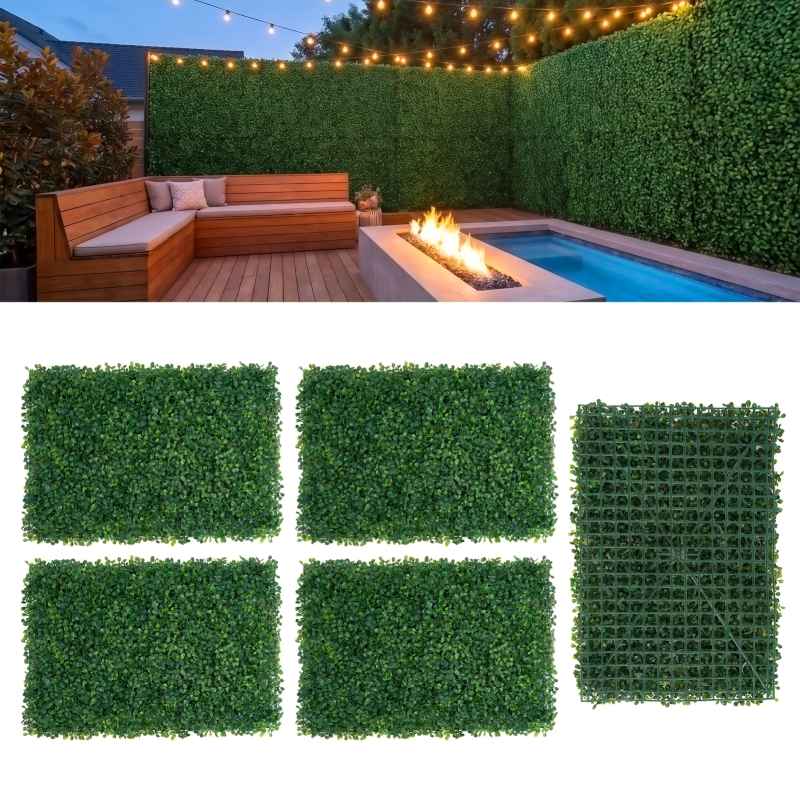 Living and Home 6Pcs Decorative Artificial Boxwood Panels for Indoor Outdoor 40x60cm