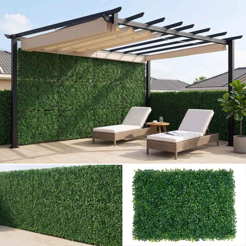 Living and Home 6Pcs Decorative Artificial Boxwood Panels for Indoor Outdoor 40x60cm