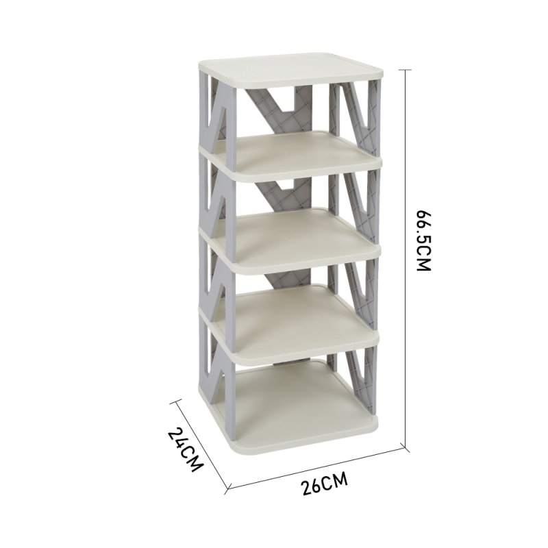 Living and Home 4-Tier Narrow Plastic Shoe Rack in Grey
