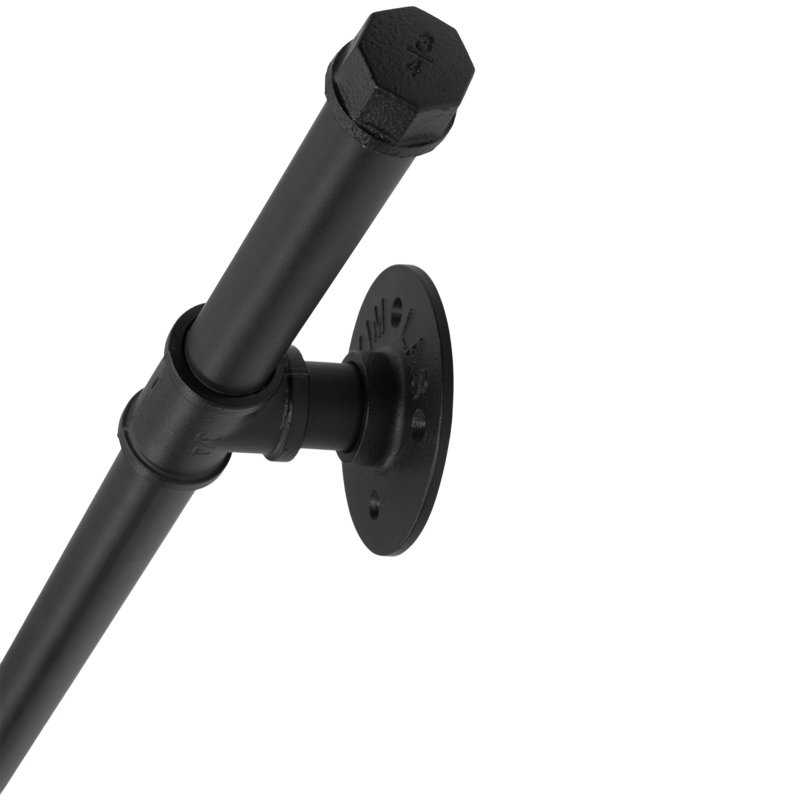 Living and Home 1/1.5/2/3M Matte Black Industrial Pipe Stair Handrail, 32mm Diameter Galvanized Steel Wall Mount Stair Rail with Complete Installation Hardware Kit for Indoor Steps