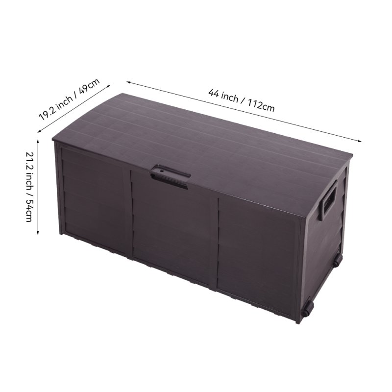 Living and Home 290L Outdoor Storage Deck Box with Wheels, Dark Brown