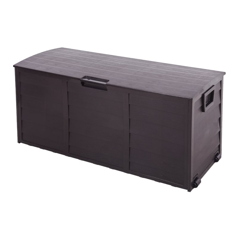 Living and Home 290L Outdoor Storage Deck Box with Wheels, Dark Brown
