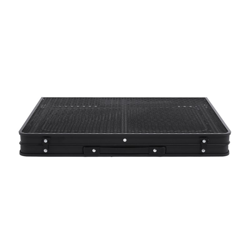 Living and Home Black Outdoor Portable Height-Adjustable Folding Camping Table, 135cm (W) x 60cm (D) x 70cm (H)