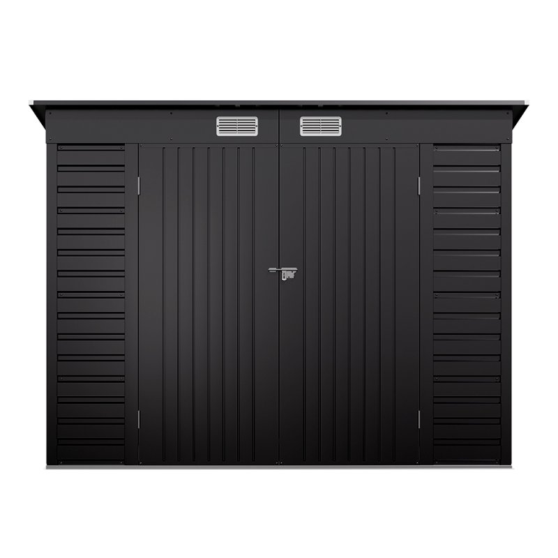 Living and Home 4x8ft Outdoor Storage Shed, Galvanized Steel Garden Shed Lockable with Double Doors & 2 Vents