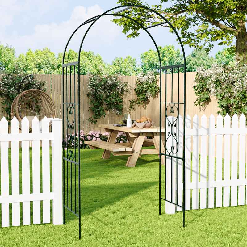 Living and Home Black Garden Metal Arch, 115cm W x 56cm D x 231cm H