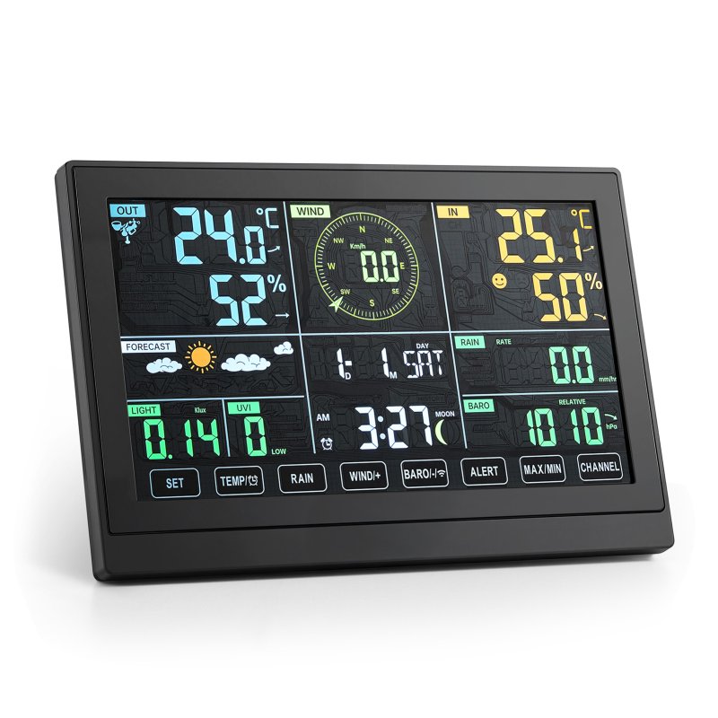 Living and Home Wifi Colour Digital Weather Station with 7-in-1 Solar-Powered Outdoor Sensor