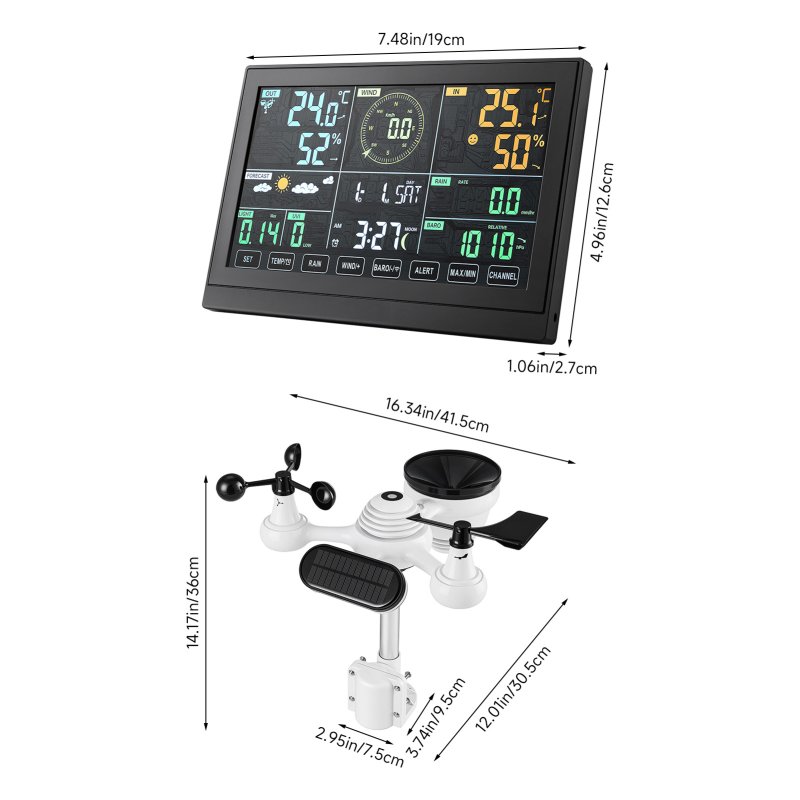 Living and Home Wifi Colour Digital Weather Station with 7-in-1 Solar-Powered Outdoor Sensor