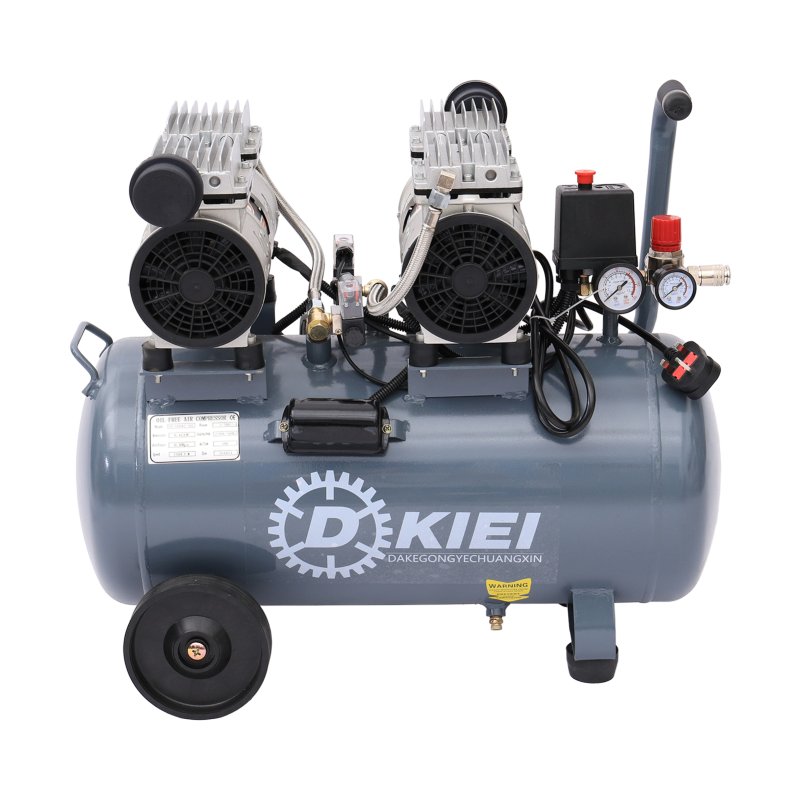50L Air Compressor, Oil Free, 9.6cfm, 3.5HP/2.6kw, 115psi/8bar, Low Noise, Maintenance Free Compressor with 2 Pressure Gauges for Tire Pumping, Car Grooming, Home Spray-Painting, Nailing, Grey