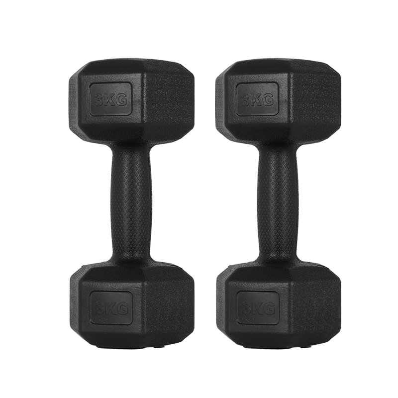 Living and Home Pair of 3KG Hex Dumbbells with Non-slip Grip