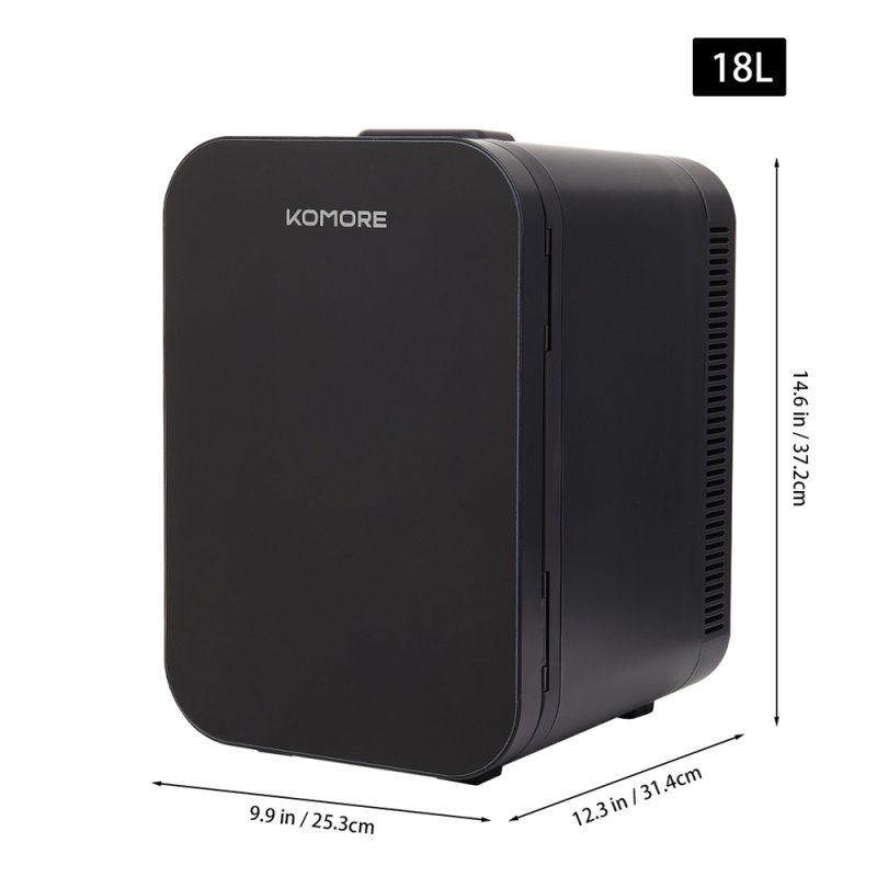 18L Dual-Use Mini Refrigerator with Handle, Mini Fridge, Black