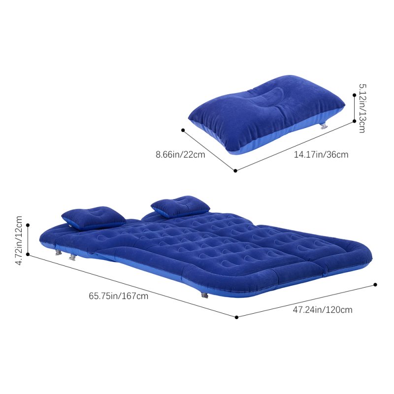 Living and Home Portable Car Air Mattress with Pillows and Inflation Pump, Blue