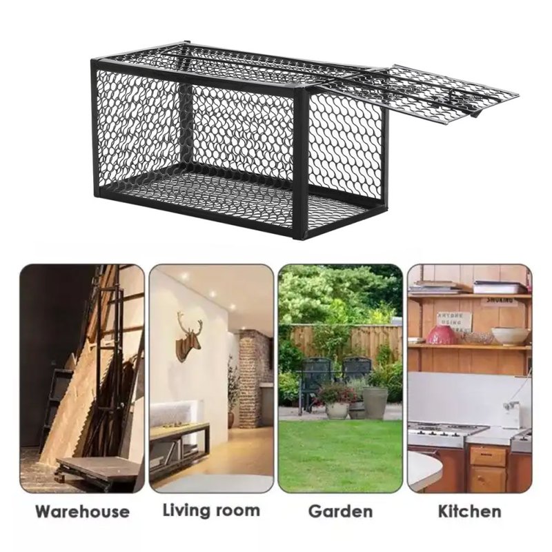 Living and Home 2 Pack Metal Humane Mouse Trap Cage Rat Catcher, 28cm (W) x 15cm (D) x 15cm (H)