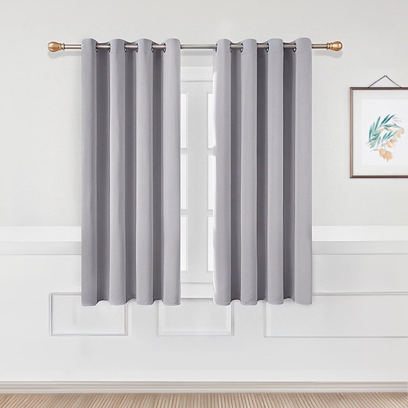 Pair of Solid Colour Grommet Top Polyester 100% Blackout Curtains with Stainless Steel Grommets, Light Grey, 117cm W x 137cm H