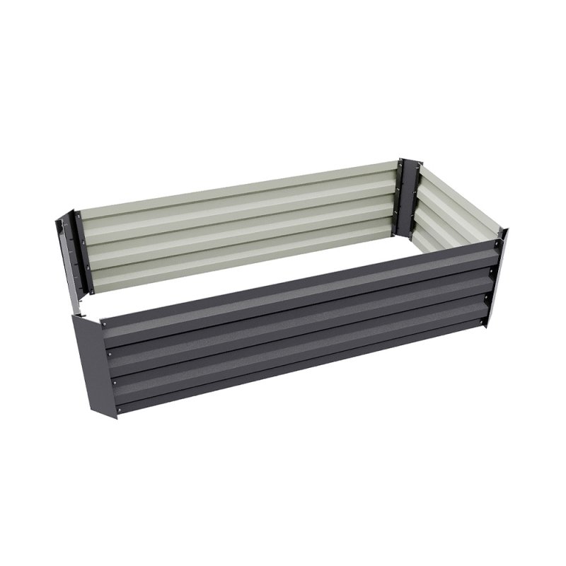 Living and Home Grey Galvanised Steel Raised Garden Bed Planter Box, 100cm W x 60cm D x 30cm H