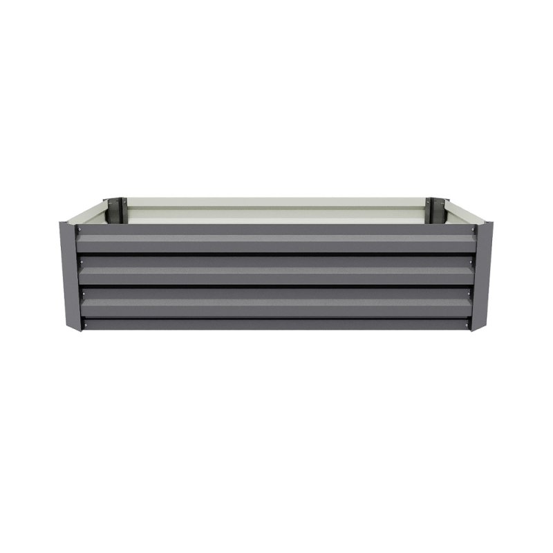 Living and Home Grey Galvanised Steel Raised Garden Bed Planter Box, 100cm W x 60cm D x 30cm H