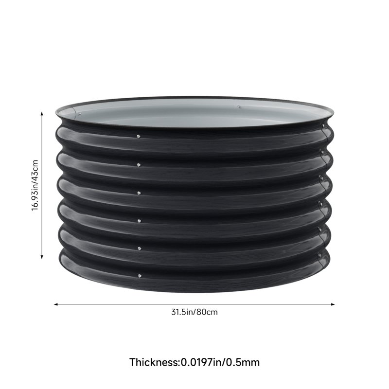 Living and Home 80cm Dia x 43cm H Round Metal Raised Garden Bed, Planter Box