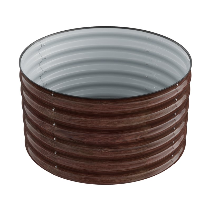 Living and Home 80cm Dia x 43cm H Round Metal Raised Garden Bed Planter Box