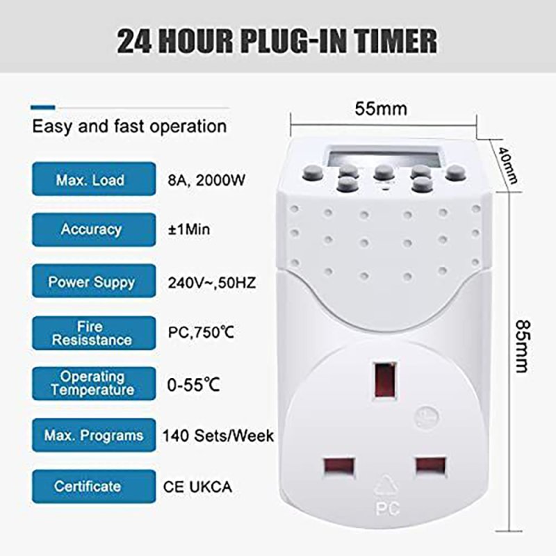 2000W Programmable Digital Timer Plug Socket
