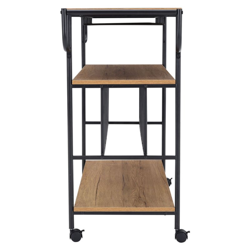 Living and Home Metallic Rolling Serving Bar Cart with Wine Rack