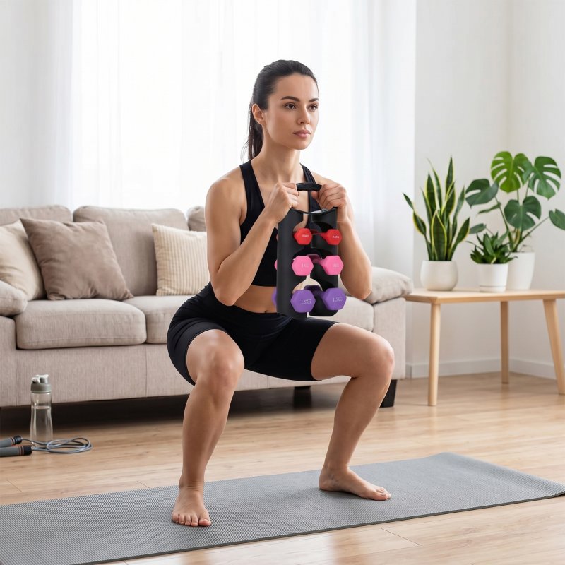 Living and Home 0.5/1/1.5KG Fitness Dumbbells Home Hand Weights Set with Storage Stand