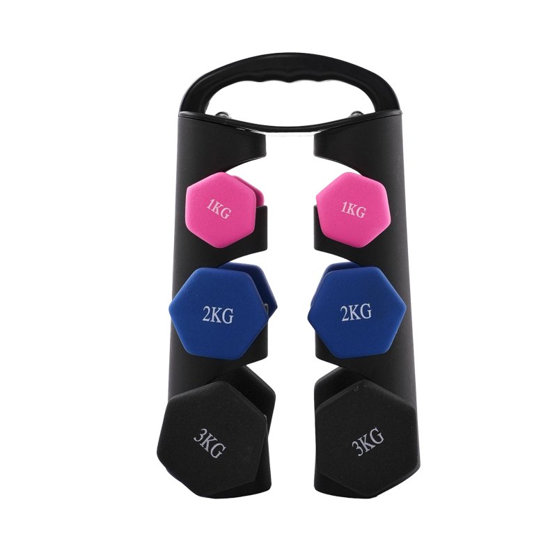 Living and Home 1/2/3 KG Fitness Dumbbells Home Hand Weights Set with Storage Stand