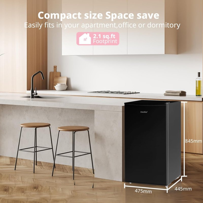  60L Freestanding Under Counter Upright Freezer Reversible Door